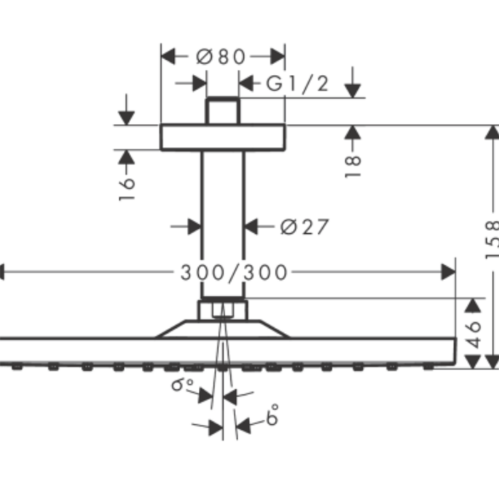 Cap de duș cu suport Raindance E 300 1 jet, culoare la alegere - imagine 4