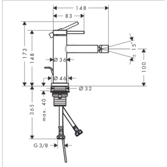 Baterie pentru bideu Tecturis S 110 mm, culoare la alegere - imagine 3