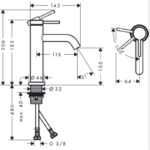 Baterie pentru lavoar Tecturis S 110 mm, culoare la alegere - imagine 6