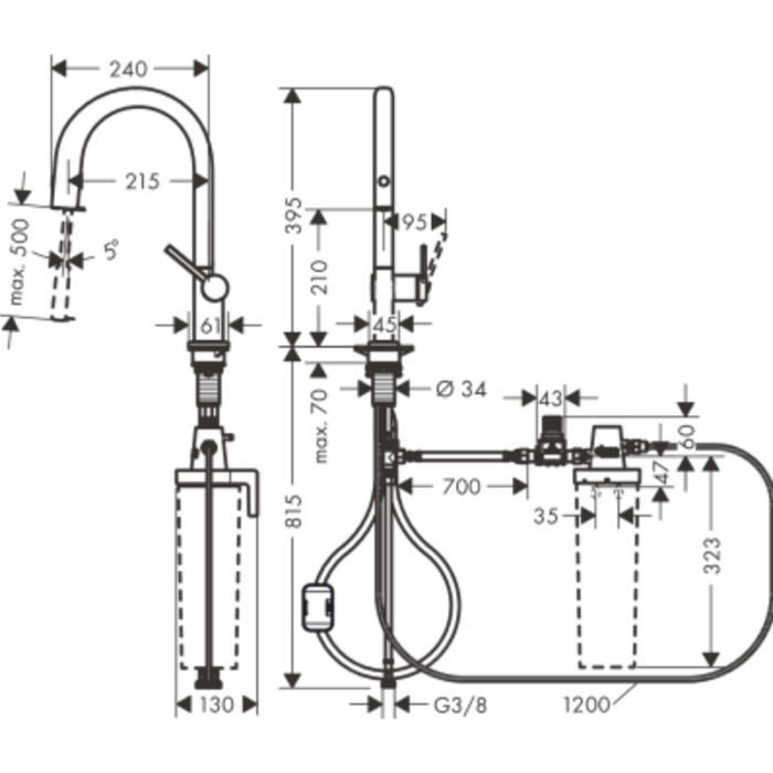 Baterie de bucătărie cu conectare filtru Aqittura M91, culoare la alegere - imagine 7