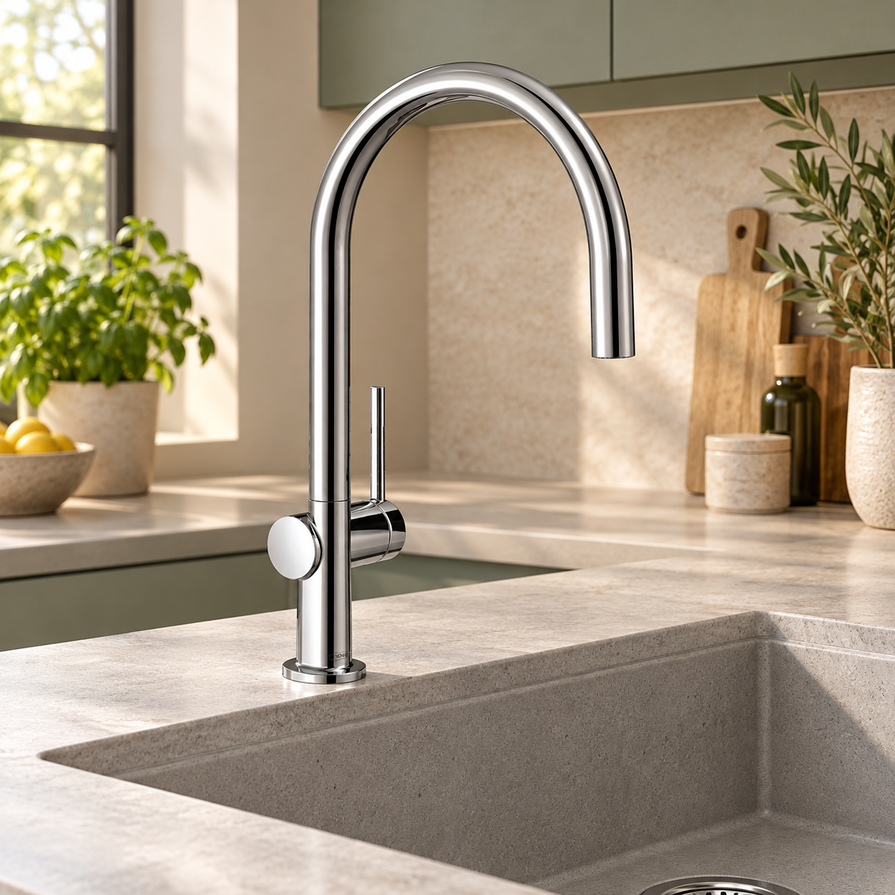 Хромированный смеситель GROHE в современной кухне Baterie de bucătărie Talis M54 1jet, culoare la alegere - imagine 1