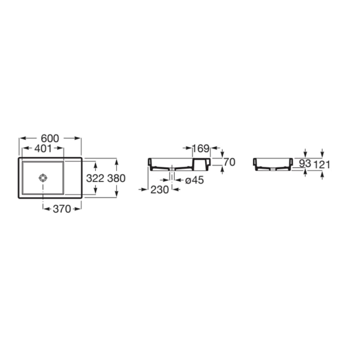 Lavoar încastrat în blat ROCA Horizon Skyline 600x380 mm - imagine 4