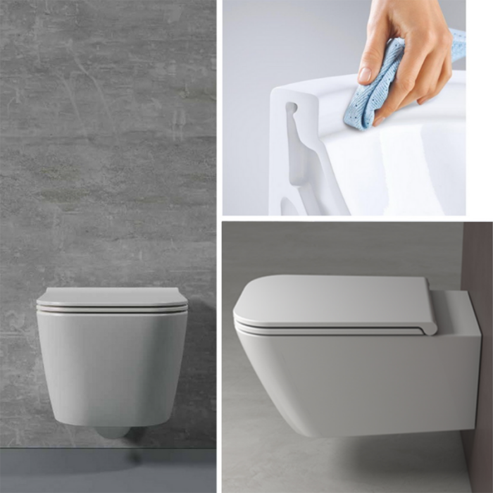 Vas WC suspendat GLOBO Stone Rimless cu capac Soft Close - imagine 3