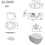 Vas WC suspendat GLOBO 4ALL Rimless cu capac Soft Close, perla - imagine 4