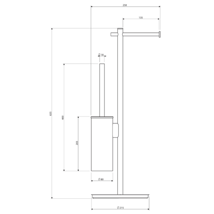 Suport stativ pentru perie WC și hîrtie igienică Omnires Modern Project, culoare la alegere - imagine 2