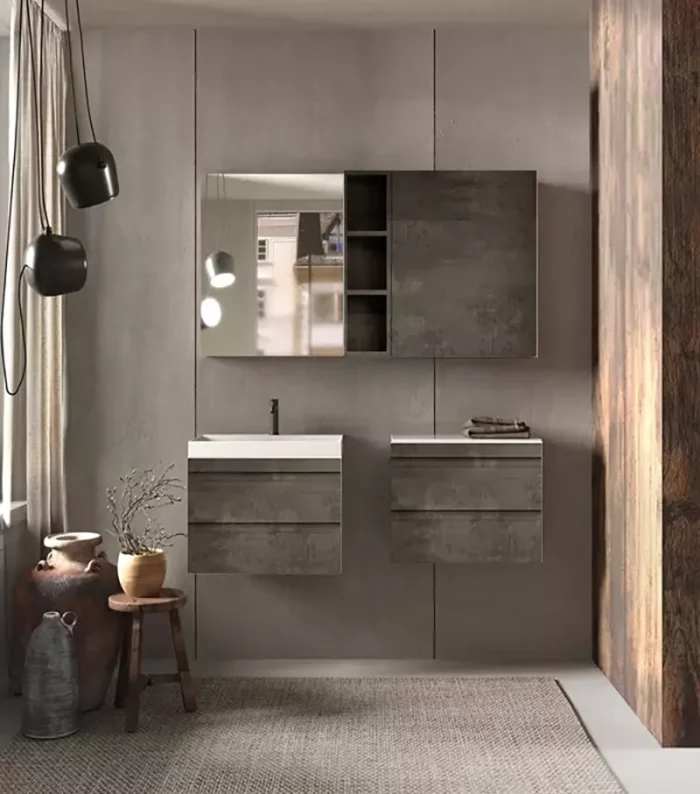 Mobilier pentru baie Naomi 500x400 mm cu lavoar din compozit mineral, culoare la alegere - imagine 4