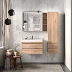 Mobilier pentru baie Naomi 800x450 mm cu lavoar din compozit mineral, culoare la alegere