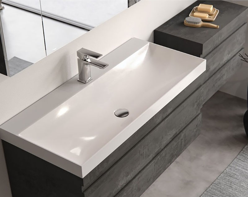 5466606 Mobilier pentru baie Naomi 1000x540 mm cu lavoar din compozit mineral, culoare la alegere - imagine 1
