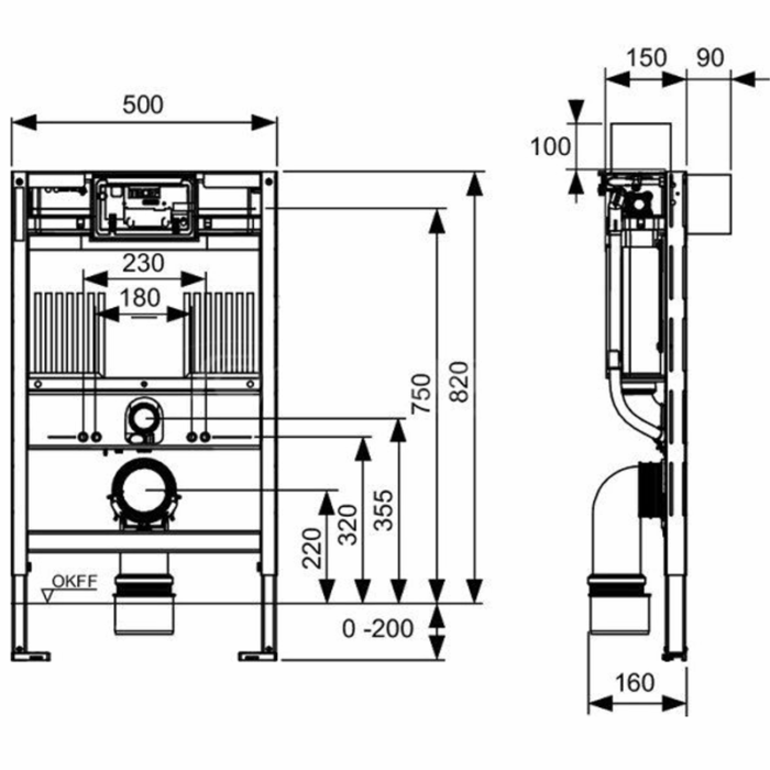 Instalație în perete cu înălțimea de 820 mm, TECEprofil - imagine 2
