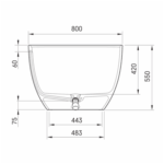 Cadă de baie freestanding din compozit mineral SilkStone Bella 1705x800mm, culoare la alegere - imagine 8