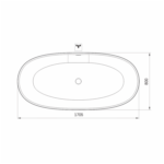 Cadă de baie freestanding din compozit mineral SilkStone Bella 1705x800mm, culoare la alegere - imagine 7