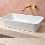 Lavoar pe blat QUADRO ON din material compozit CastStone 555x335 mm, culoare la alegere