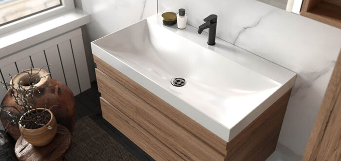 Mobilier pentru baie Naomi 1200x540 mm cu lavoar din compozit mineral, culoare la alegere - imagine 4