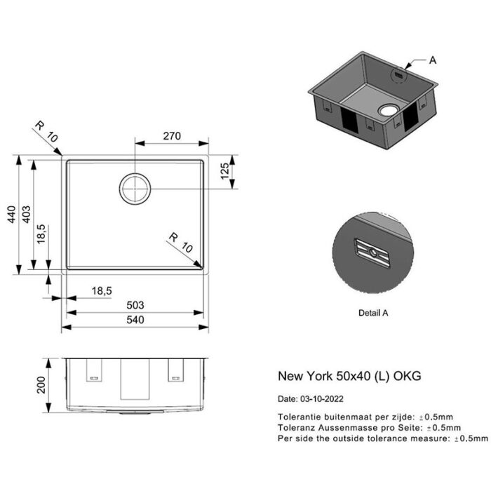 Chiuvetă pentru bucătărie Reginox New York, 500x400 mm - imagine 5