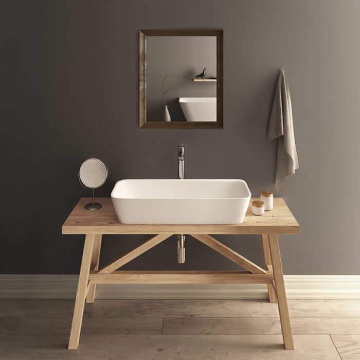 Lavoar pe blat QUADRO ON din material compozit CastStone 555x335 mm, culoare la alegere - imagine 4