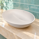 Lavoar pe blat PERLA din material compozit SilkStone 510x355 mm, culoare la alegere
