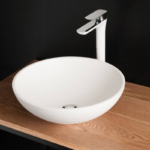 Lavoar pe blat ROUND ON din material compozit SilkStone d410 mm, culoare la alegere