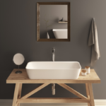 Lavoar pe blat QUADRO ON din material compozit SilkStone 555x335 mm, culoare la alegere