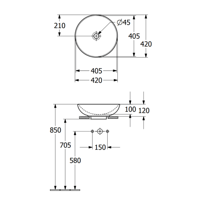 Lavoar pe blat Loop&Friends V&B 42 cm, fara preaplin - imagine 5