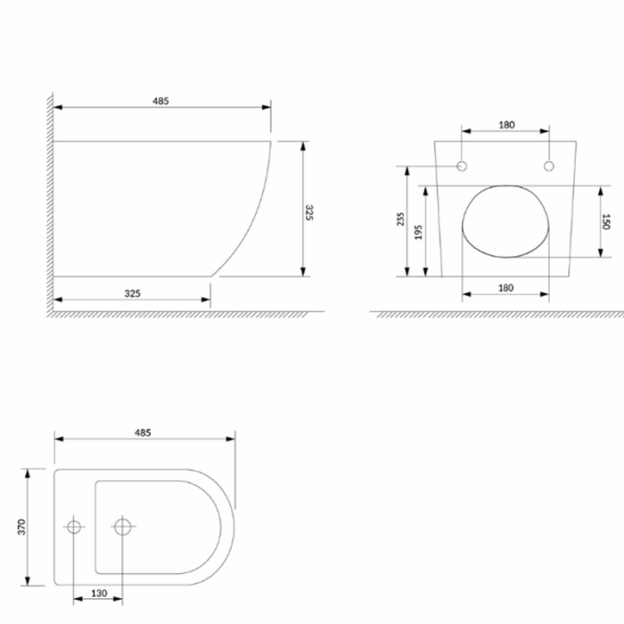 Bideu suspendat Omnires Ottawa, 490x360 mm, alb lucios - imagine 4