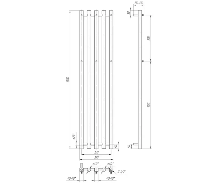 Uscător pentru prosoape Mario Betube 1500×360/320 mm - imagine 4
