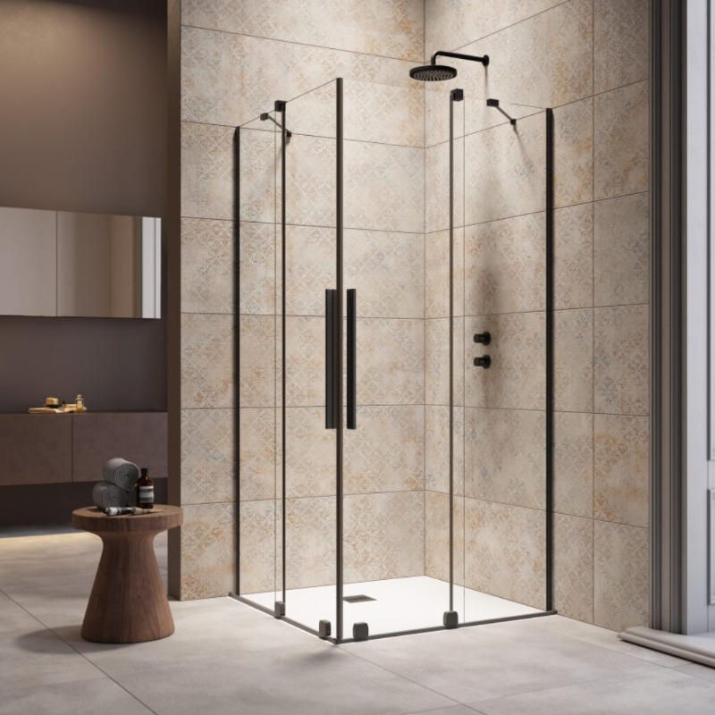 A2484700B0 (13) (1) Cabină de duș Furo Black KDD, mărime 900x900 mm, neagra - imagine 1