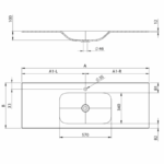 Lavoar pentru mobila Kolpa SIENNA KERROCK®, 1600x500 mm, alb mat - imagine 3