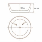 Cada de baie freestanding MOON rotunda 1500 mm, alb mat - imagine 4