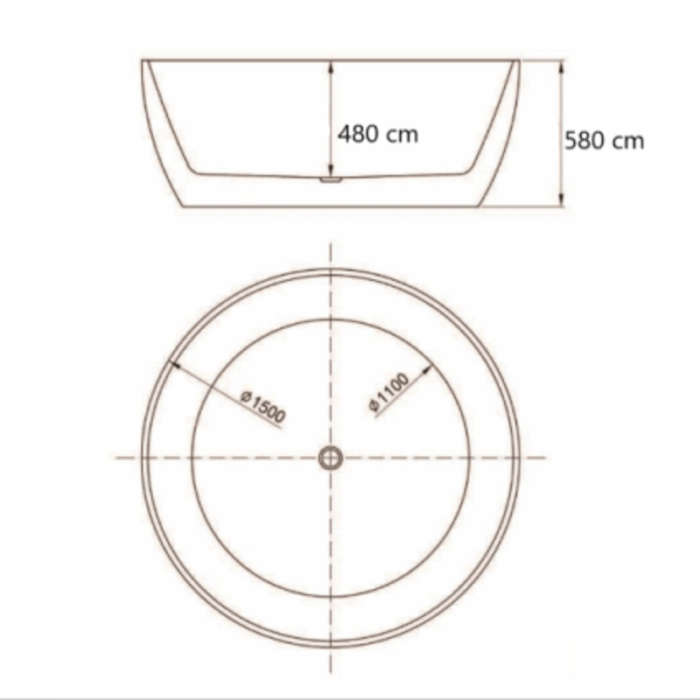 Cada de baie freestanding MOON rotunda 1500 mm, alb mat - imagine 4
