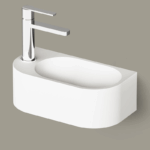Lavoar suspendat RE din material compozit SilkStone 400x210 mm, alb mat - imagine 2