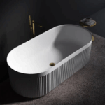 Cada de baie freestanding din compozit mineral reliefata 1700x800mm, alb mat