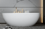 Cada de baie freestanding din compozit mineral, 1700x880 mm, alb mat - imagine 2