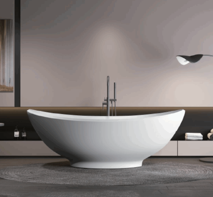 Cada de baie freestanding din compozit mineral, 1700X900 mm, alb mat - imagine 2