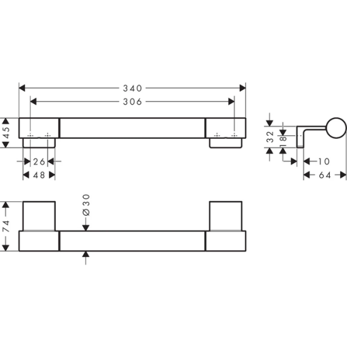 Bară de susținere pentru duș 340mm hansgrohe AddStoris S, culoare la alegere - imagine 4