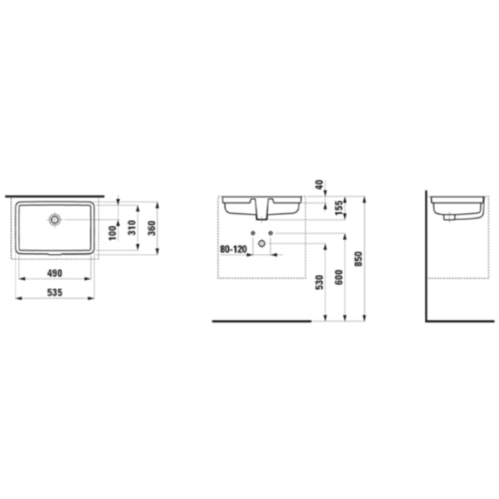 Lavoar sub blat Laufen LIVING CITY, 490×310 mm, negru mat - imagine 4