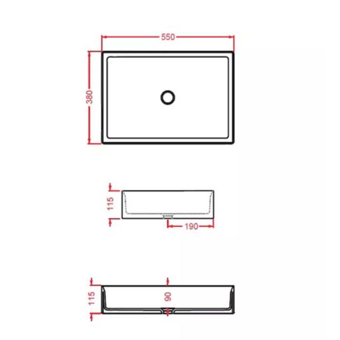 Lavoar pe blat ArtCeram Scalino 550х380mm, alb lucios - imagine 5