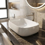Lavoar pe blat ArtCeram COGNAC QUADRO 550x350mm, alb lucios - imagine 5