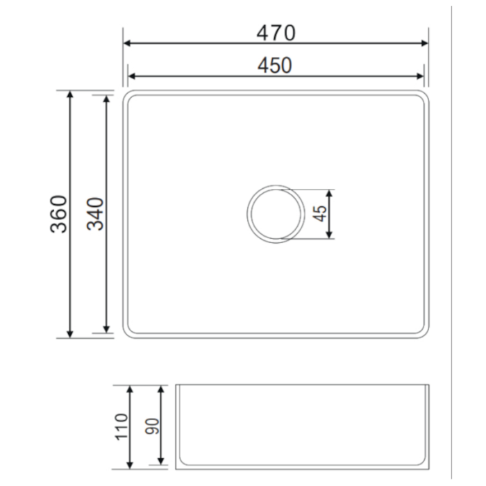 Lavoar pe blat Omnires PASADENA 470x360mm, alb lucios - imagine 5