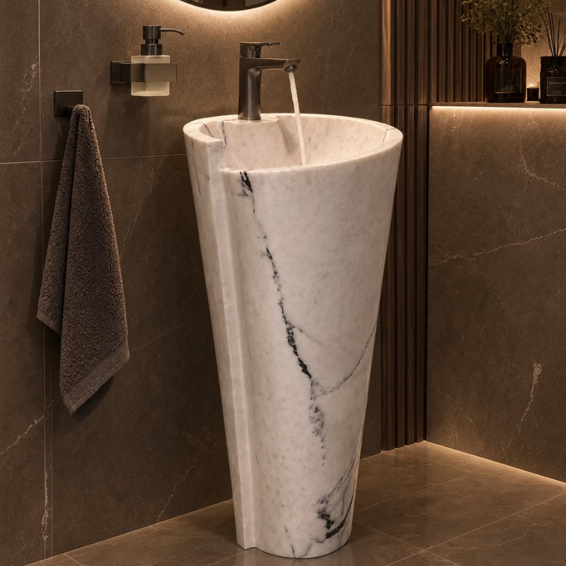 73010340 - 2026-10-09T150206.318 Lavoar freestanding din piatra naturala Marmura Calacatta Lilac 420 x 850 mm - imagine 1