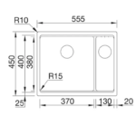 Chiuvetă pentru bucătărie sub blat din granit AMBAR 555x450 mm, culoare la alegere - imagine 2