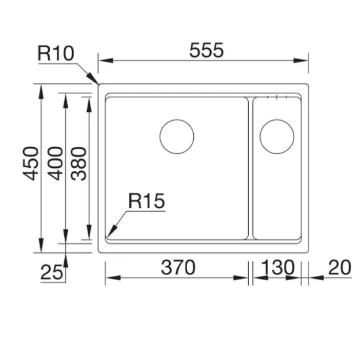Chiuvetă pentru bucătărie sub blat din granit AMBAR 555x450 mm, culoare la alegere - imagine 2
