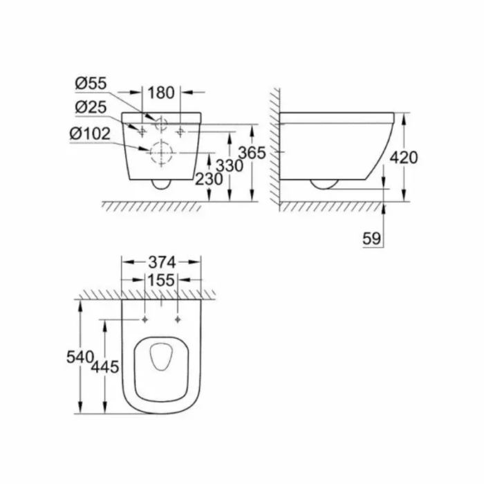 Vas WC suspendat GROHE Euro Ceramic cu capac Soft Close, alb lucios - imagine 6