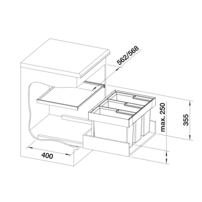Sistem de colectare selectivă BLANCO FLEXON II 60/3, 45 l - imagine 6