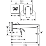 Baterie încorporată pentru lavoar Logis Q, 206 mm, culoare la alegere - imagine 5